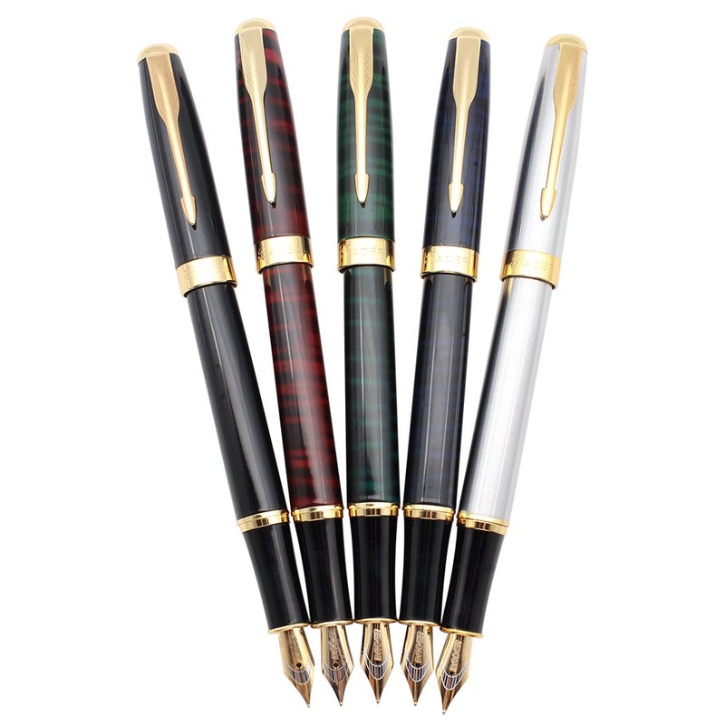Gullor 5 PCS Classic Metal Fountain Pen B388, Gift Pens with Converters, 5 Colors - Image 1